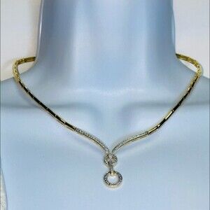 Ross-Simons Link Lavalier Style Drop Rounds Pendant Choker Necklace Vermeil